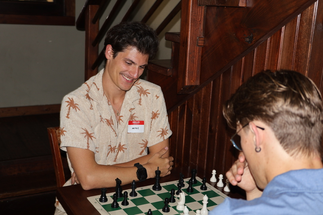 Michael Cofone playing chess